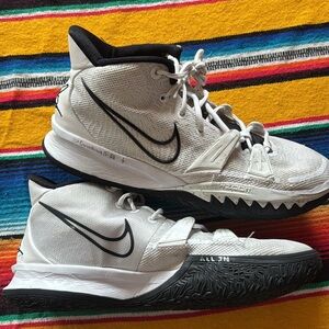Nike White and Black Kyrie High-Tops